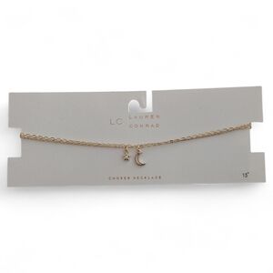 LC Lauren‎ Conrad 2 Layer Gold Moon and Star Choker Necklace. Brand New